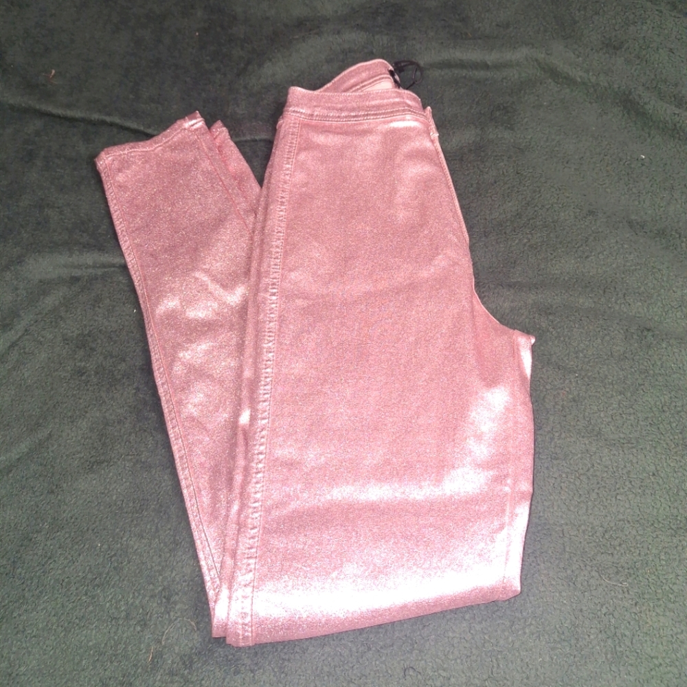 Pink Metallic Jeggings, Medium